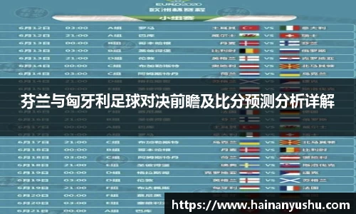 芬兰与匈牙利足球对决前瞻及比分预测分析详解